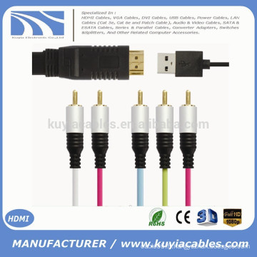 HDMI Mâle TO 5RCA RGB Avec chips chipset Audio Vedio Cable Directement usb 1M 1.5M 1.8M